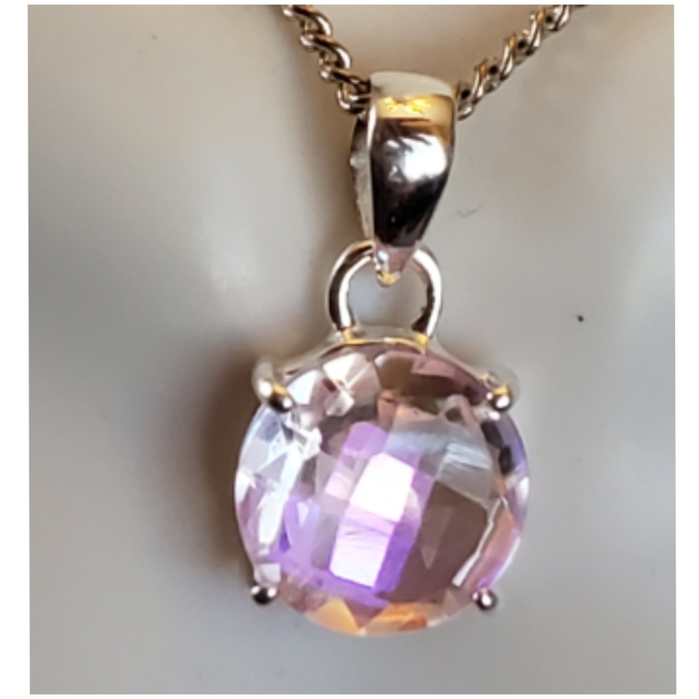 Genuine 6ct Rainbow Topaz Pendant .75"
